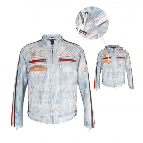 Leather jacket with patches BOLLWO