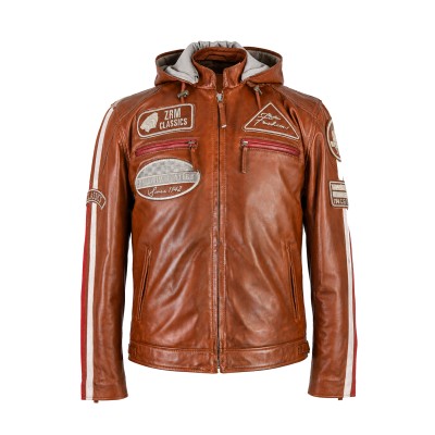 Leather jacket with patches BOLLWO
