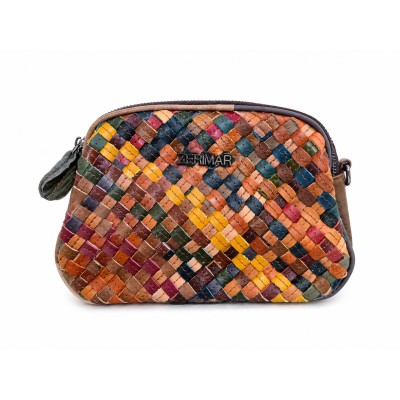 Leather Bag with Double Handles 22x15x7 cm Model TRENZA