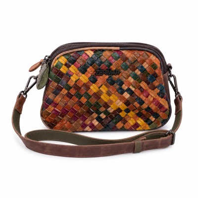 Leather Bag with Double Handles 22x15x7 cm Model TRENZA