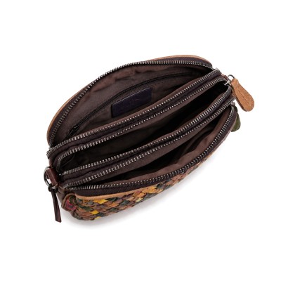 Leather Bag with Double Handles 22x15x7 cm Model TRENZA