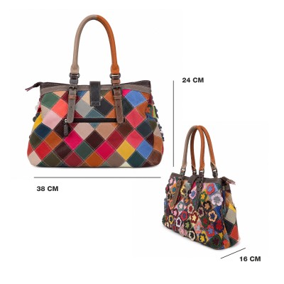 Leather Bag with Double Handles 38x24x16 cm BAGEI