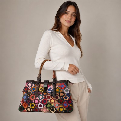 Leather Bag with Double Handles 38x24x16 cm BAGEI