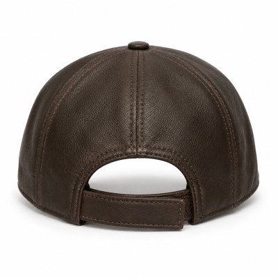Leather Cap with Decorative Detail and Adjustable Closure