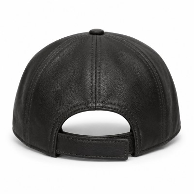 Leather Cap with Decorative Detail and Adjustable Closure