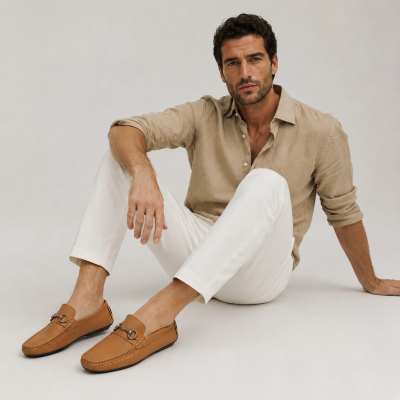Leather loafers with link CORSARIO