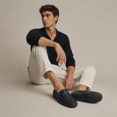 Leather loafers with link CORSARIO