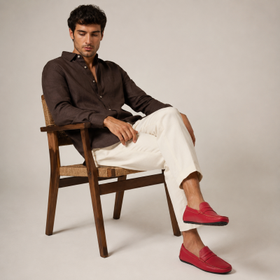 Men's leather mask moccasins - large sizes