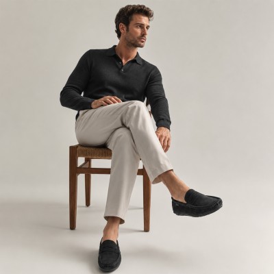 Natural suede loafers with mask BONNY model