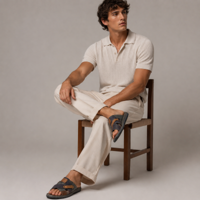 Open leather sandal model CAPRIOS