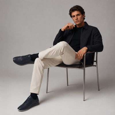Leather sneakers with laces VALLE model