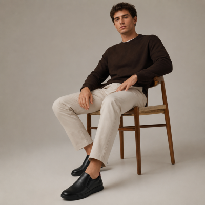 BRUMA model leather shoes with elastic closure