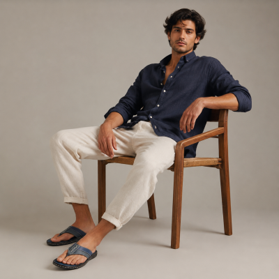 SESMOR model leather flip flops
