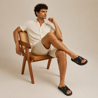 Crossed leather sandal model JAMADA