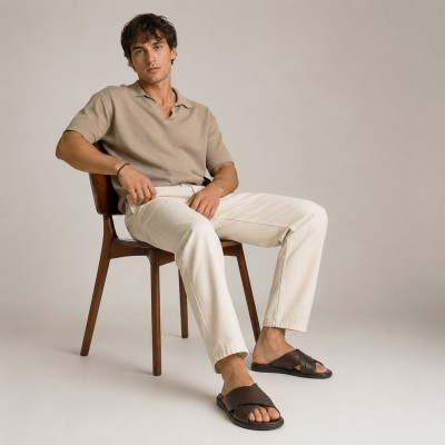Crossed leather sandal model TOJA