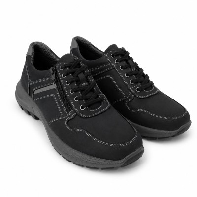 Leather Sneakers with Laces and Zip