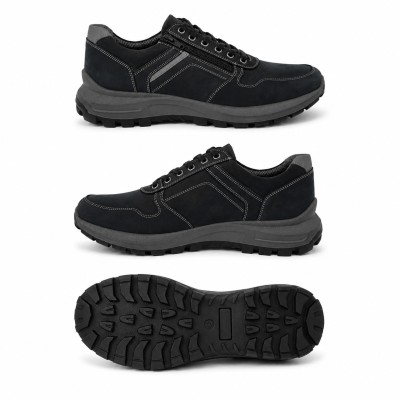 Leather Sneakers with Laces and Zip