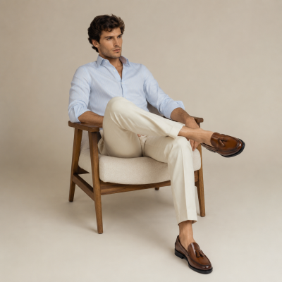 Men's loafers with tassels and leather sole - Plus size