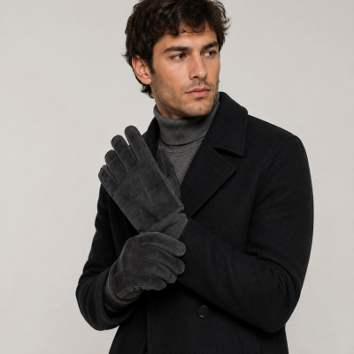 Combined leather gloves FLUFY model