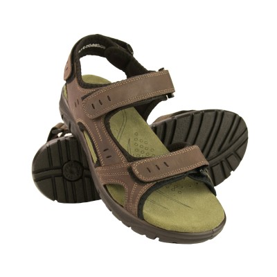 STONE leather sandals with velcro closure
