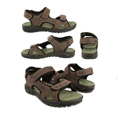 STONE leather sandals with velcro closure