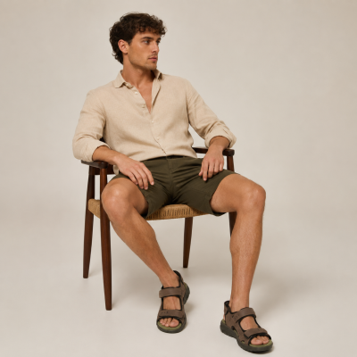 STONE leather sandals with velcro closure
