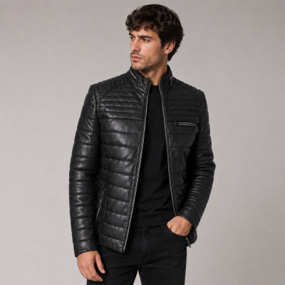 BLUEBERRY quilted leather jacket