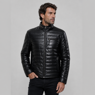 Leather jacket with zipper model FORMI