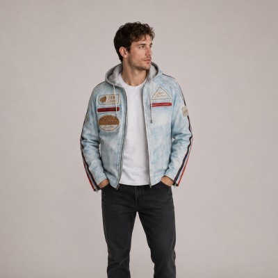 Leather jacket with patches BOLLWO