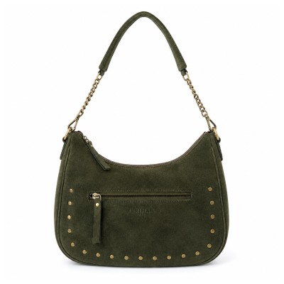 Suede bag with double handles and studs 32x20x10 cm