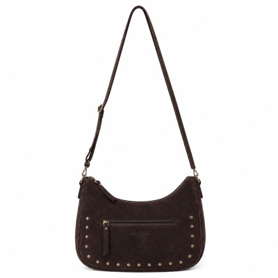 Suede bag with double handles and studs 32x20x10 cm