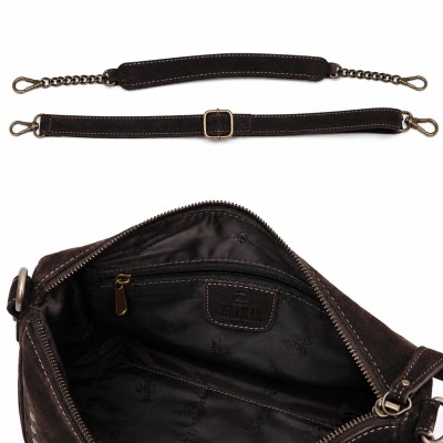 Suede bag with double handles and studs 32x20x10 cm
