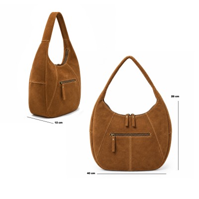 Boho suede shoulder bag 40x28x12 cm