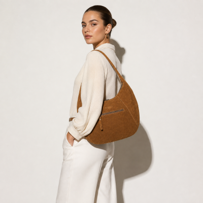 Boho suede shoulder bag 40x28x12 cm