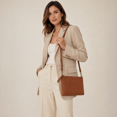 Suede crossbody bag with handle 27x18 cm ONZA