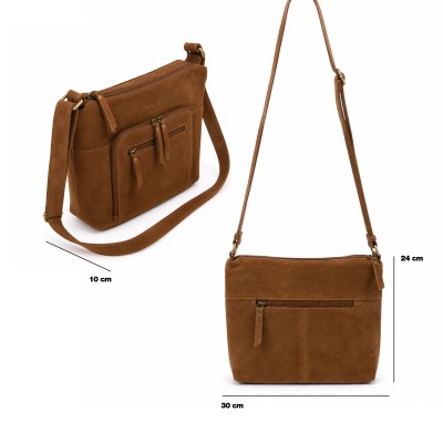 Suede crossbody bag 30x24x10 cm RITA