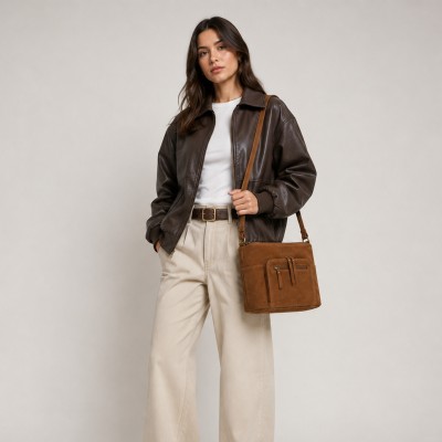 Suede crossbody bag 30x24x10 cm RITA