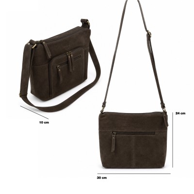 Suede crossbody bag 30x24x10 cm RITA