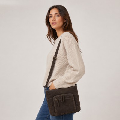 Suede crossbody bag 30x24x10 cm RITA