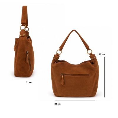 Suede bag with double handles 33x24x11 cm POVE