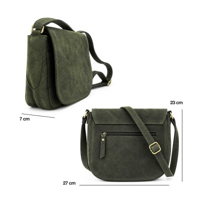 Suede crossbody bag with handle 27x23x7 cm LOLA