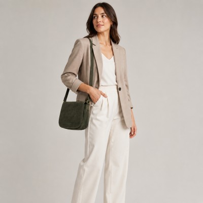 Suede crossbody bag with handle 27x23x7 cm LOLA