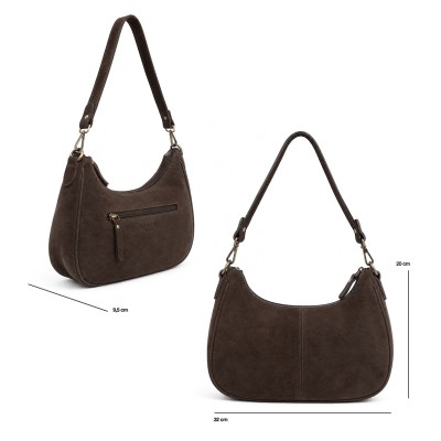 Suede bag with double handles 32x20x9,5 cm DEKER