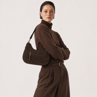 Suede bag with double handles 32x20x9,5 cm DEKER
