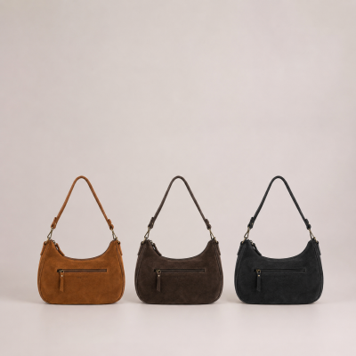 Suede bag with double handles 32x20x9,5 cm DEKER