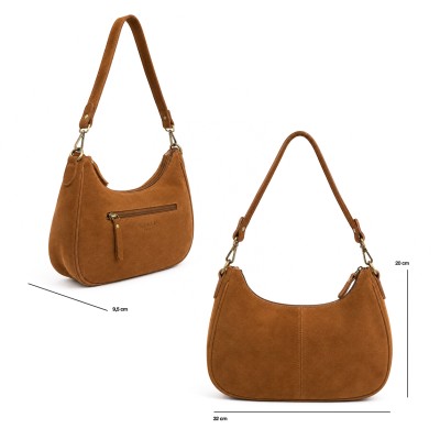 Suede bag with double handles 32x20x9,5 cm DEKER