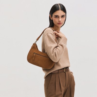 Suede bag with double handles 32x20x9,5 cm DEKER
