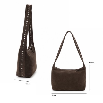 Suede bag with studs 29x18,5x10,5 cm PEPA