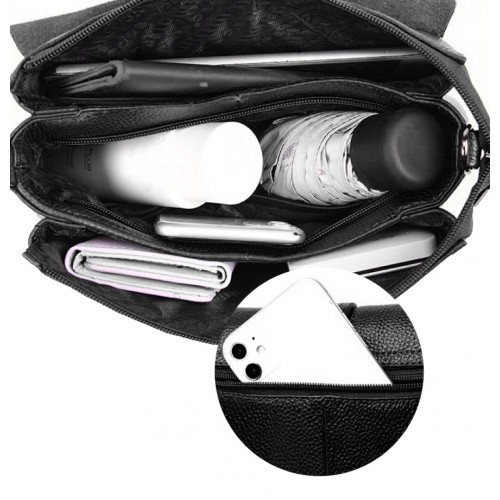 Engraved leather bag with double handle 25x17x13 cm ABRIL