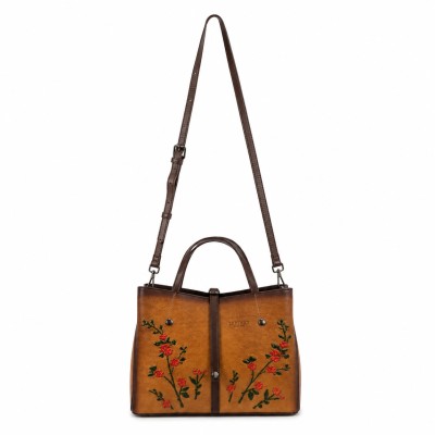 Leather handbag with double handles 24x30x13 cm FIORI